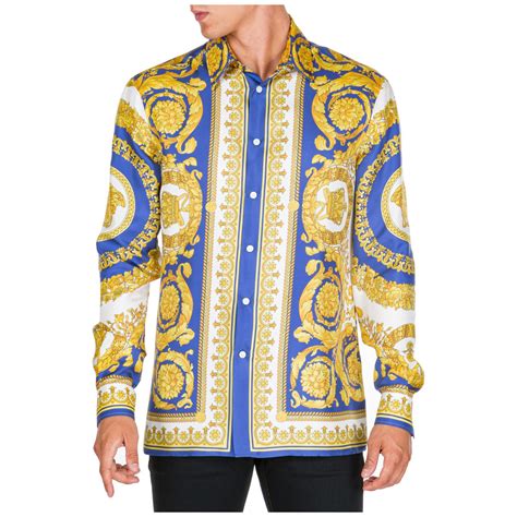 versace silk men's shirt|versace long sleeve shirt men.